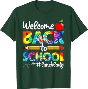 Welcome Back To School Lunch Lady Cafeteria Tie Dye Leopard T-Shirt - T-Shirt | Forest