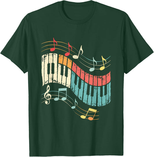 Music Piano Notes Melody Harmony Rhythm Keys T-Shirt - T-Shirt | Forest