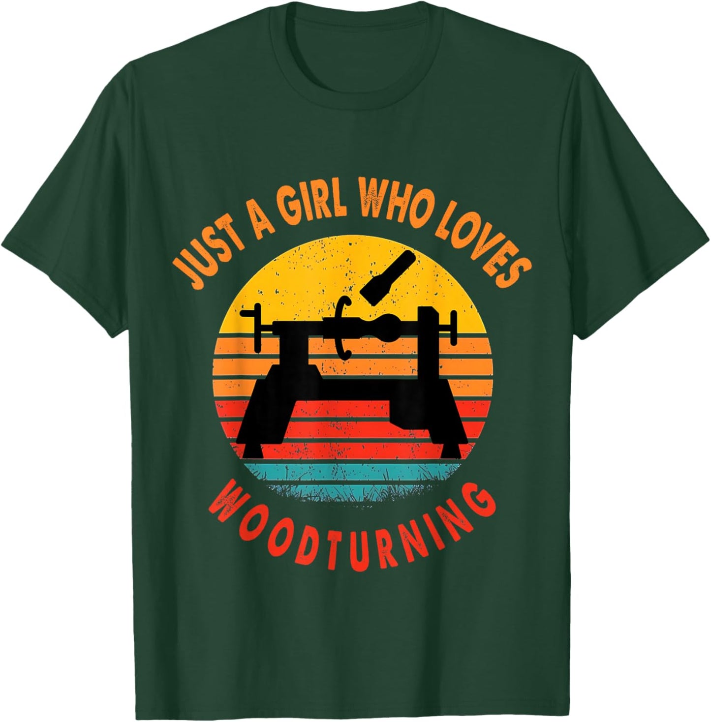 Just a Girl Who Loves Woodturning Woodturner Retro T-Shirt - T-Shirt | Forest