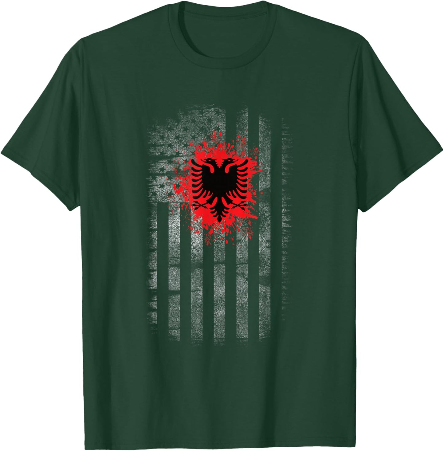 Albanian US Flag Albanian Eagle Gift Albania T-Shirt - T-Shirt | Forest