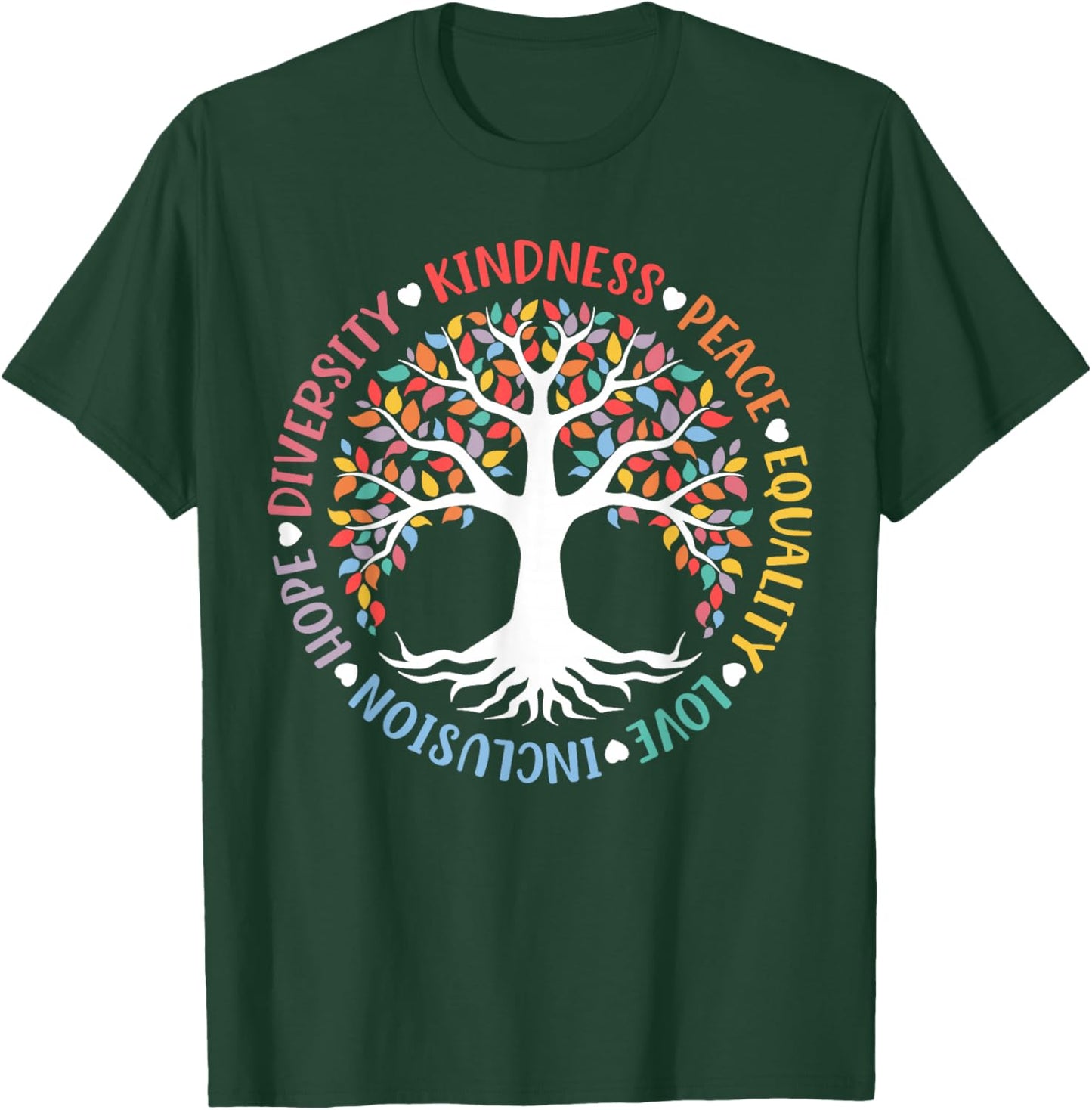 World Peace Supporter Retro Women Men Apparel Kindness Peace Equality Love Inclusion Hope Diversity Retro T-Shirt - T-Shirt | Forest