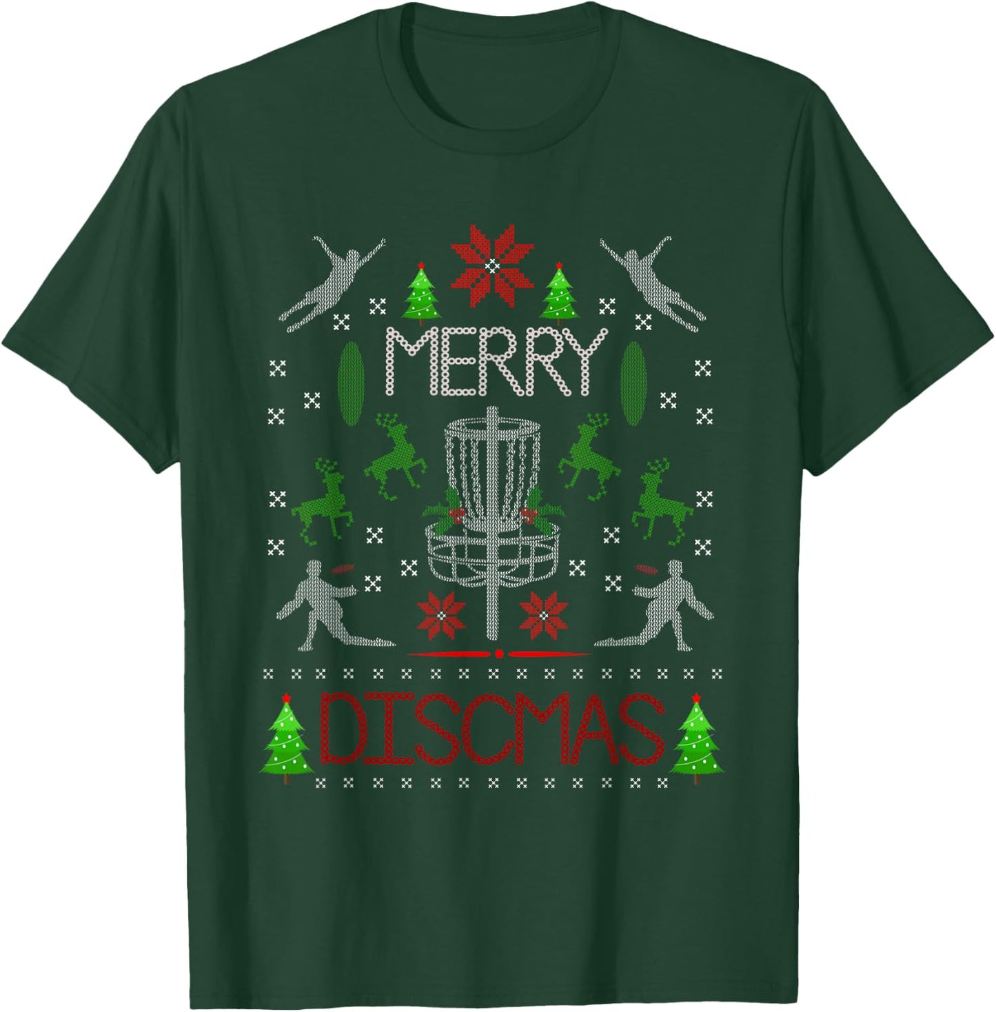 Vintage Disc Golf Ugly Christmas Merry Discmas Party T-Shirt - T-Shirt | Forest