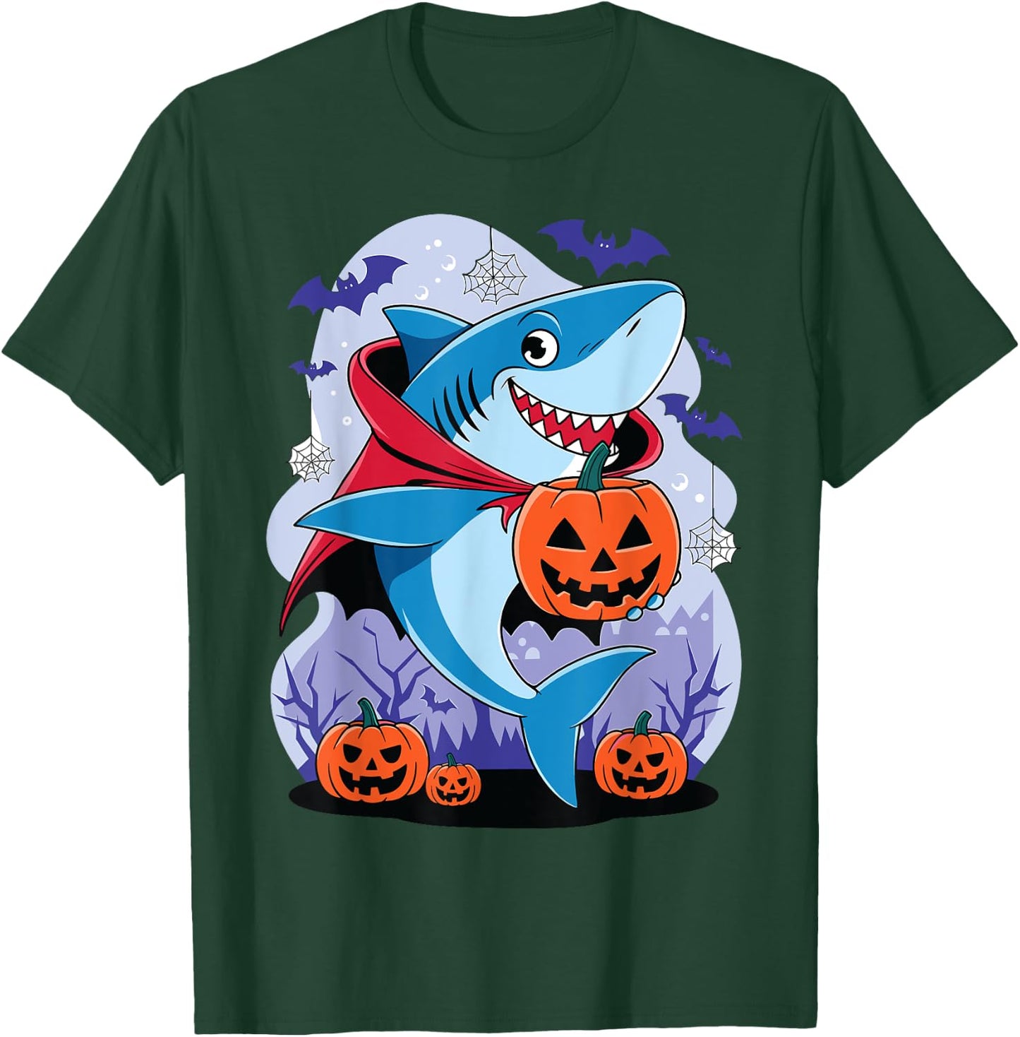 Shark Halloween Shark Pumpkin Shark Costume Halloween Funny T-Shirt - T-Shirt | Forest
