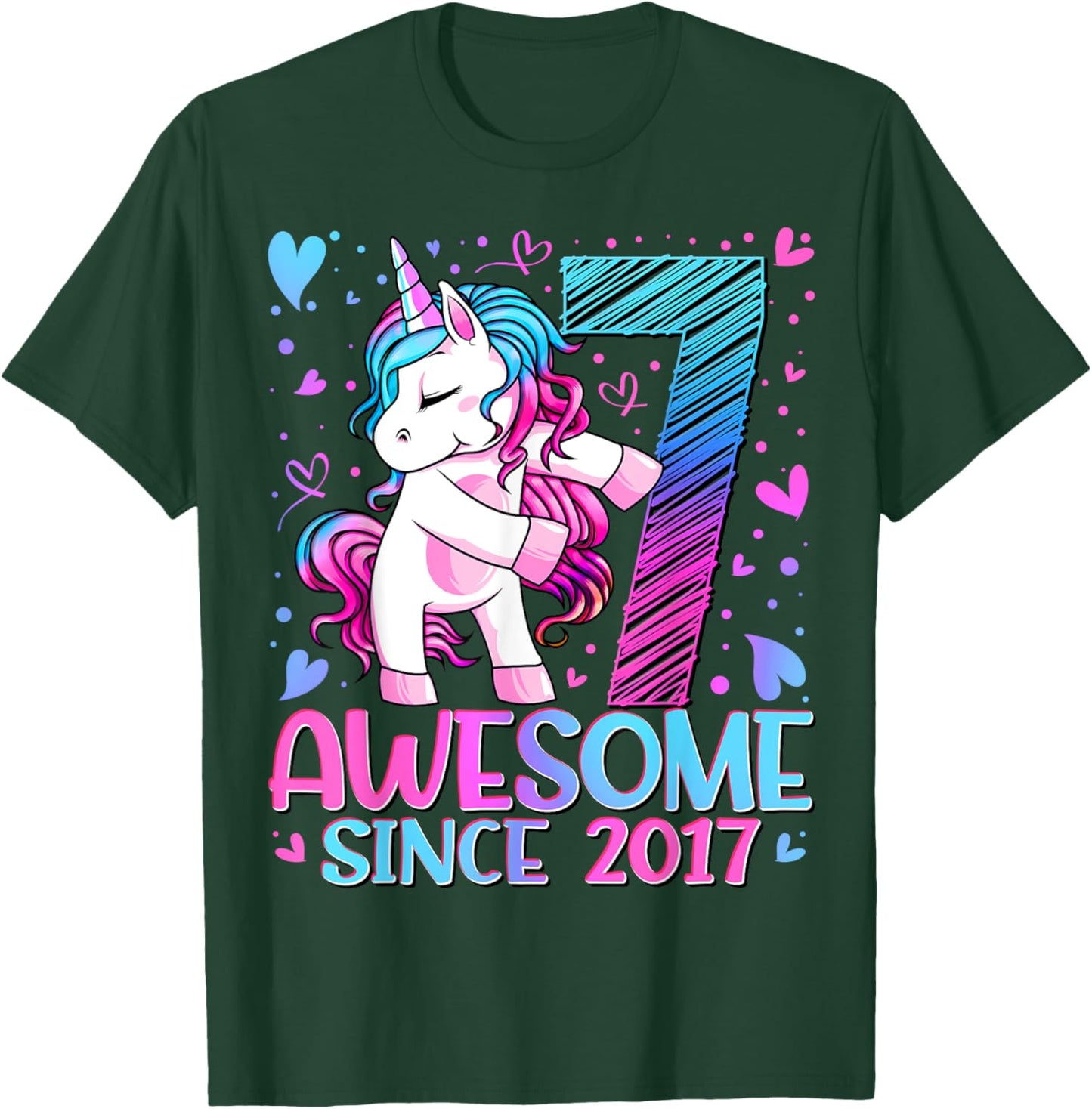 7 Years Old Flossing Unicorn Gifts 7th Birthday Girl Party T-Shirt - T-Shirt | Forest