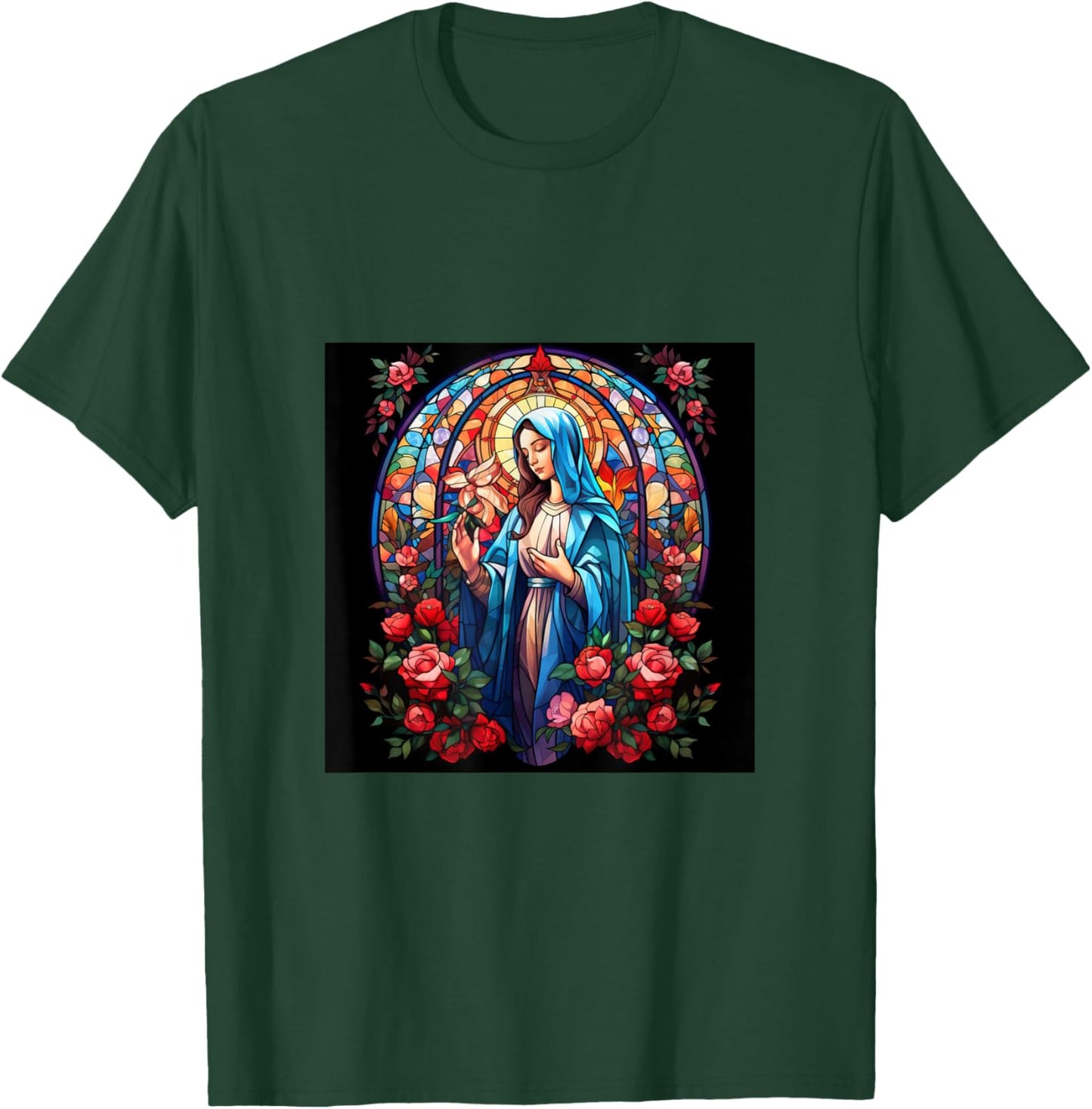 Blessed Virgin Mary Jesus Christian T-Shirt - T-Shirt | Forest