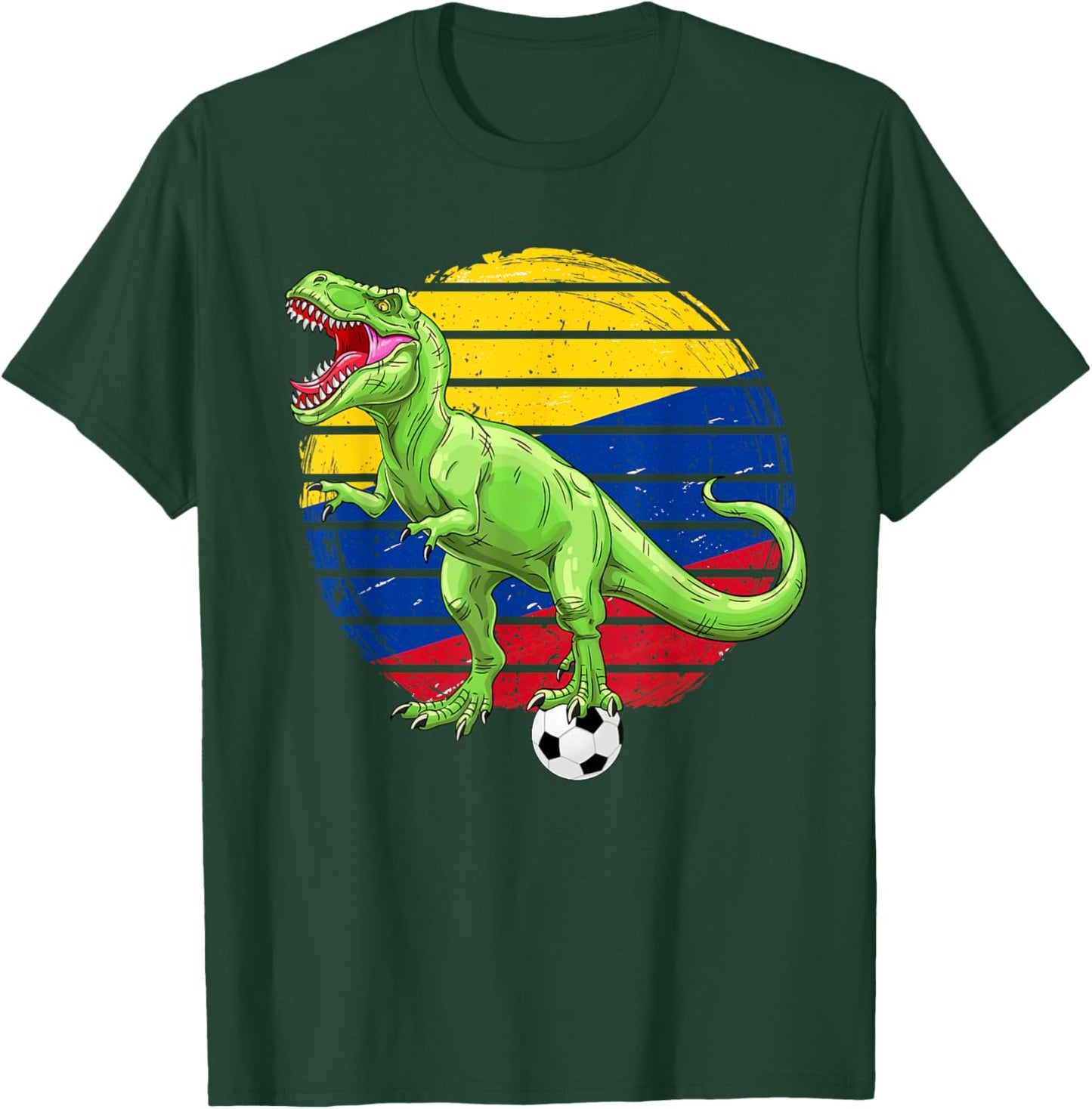 Soccer Dinosaur Trex Colombia Flag Boys Girls Toddler T-Shirt - T-Shirt | Forest