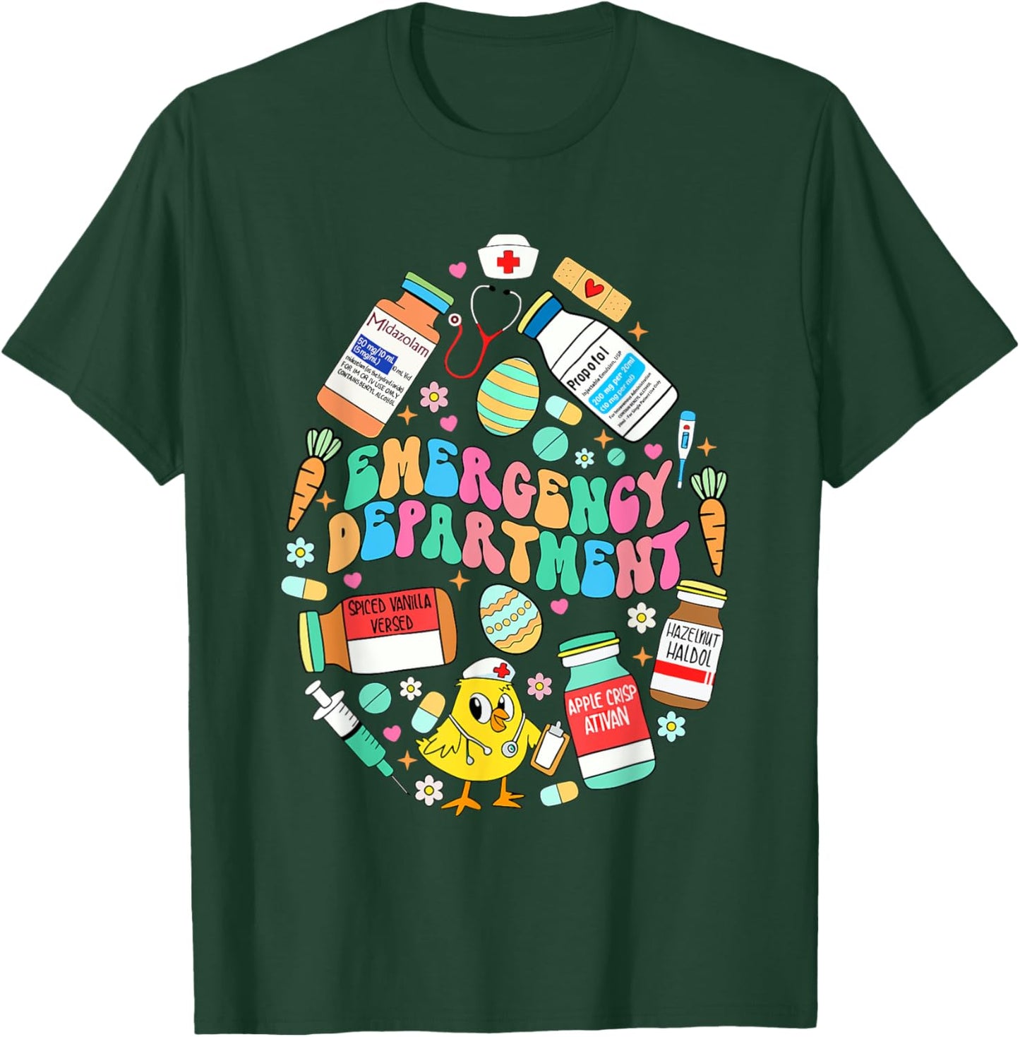 Easter Eggs Emergency Department Er Ed Nurse Critical Care T-Shirt - T-Shirt | Forest