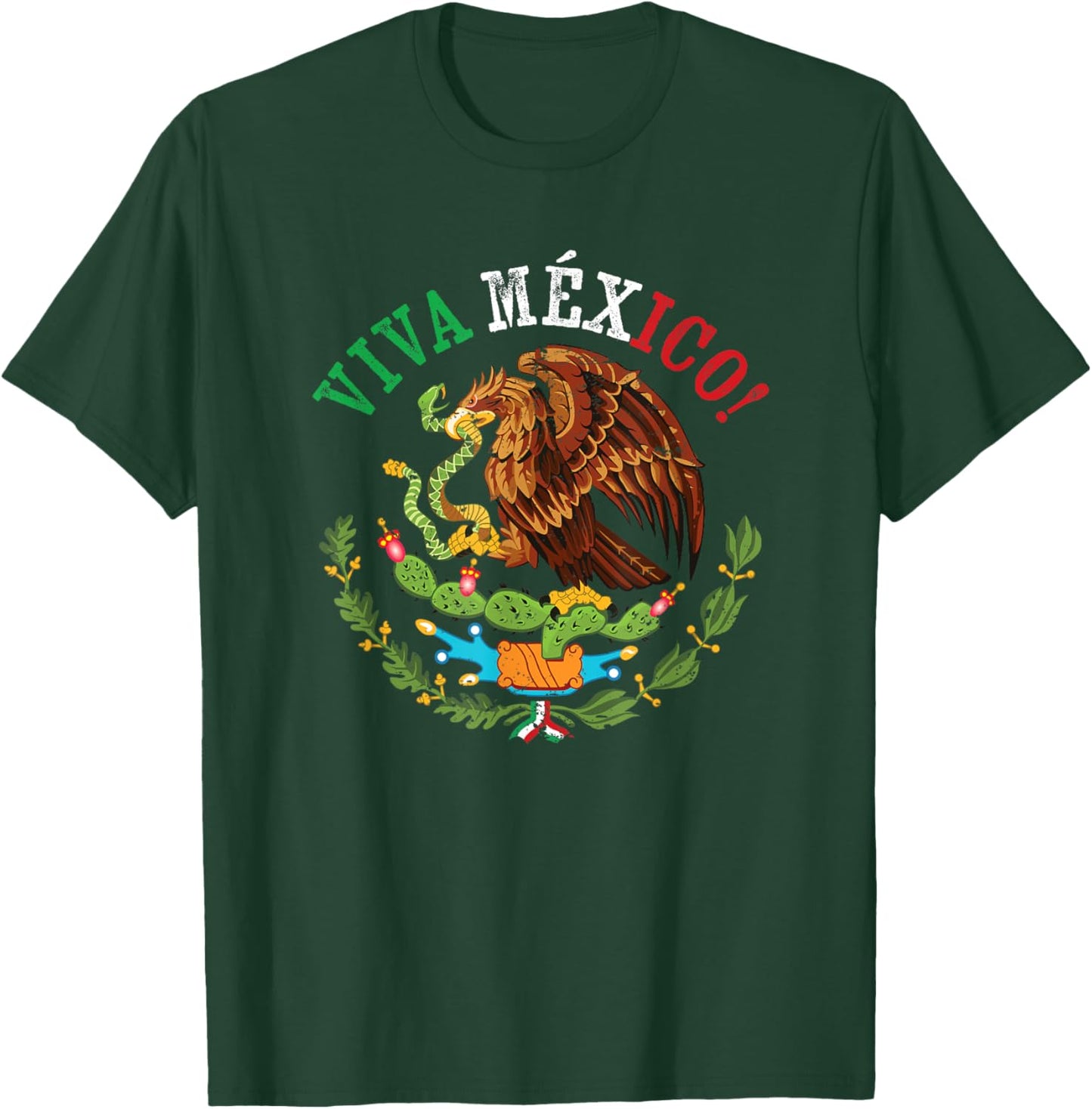 Mexican Flag Proud Mexican Coat of Arms Viva Mexico T-Shirt - T-Shirt | Forest