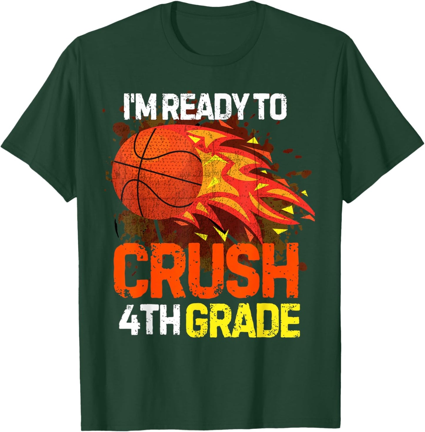 Funny Back To School First Day Of 4th Grade Basketball Boys T-Shirt - T-Shirt | Forest