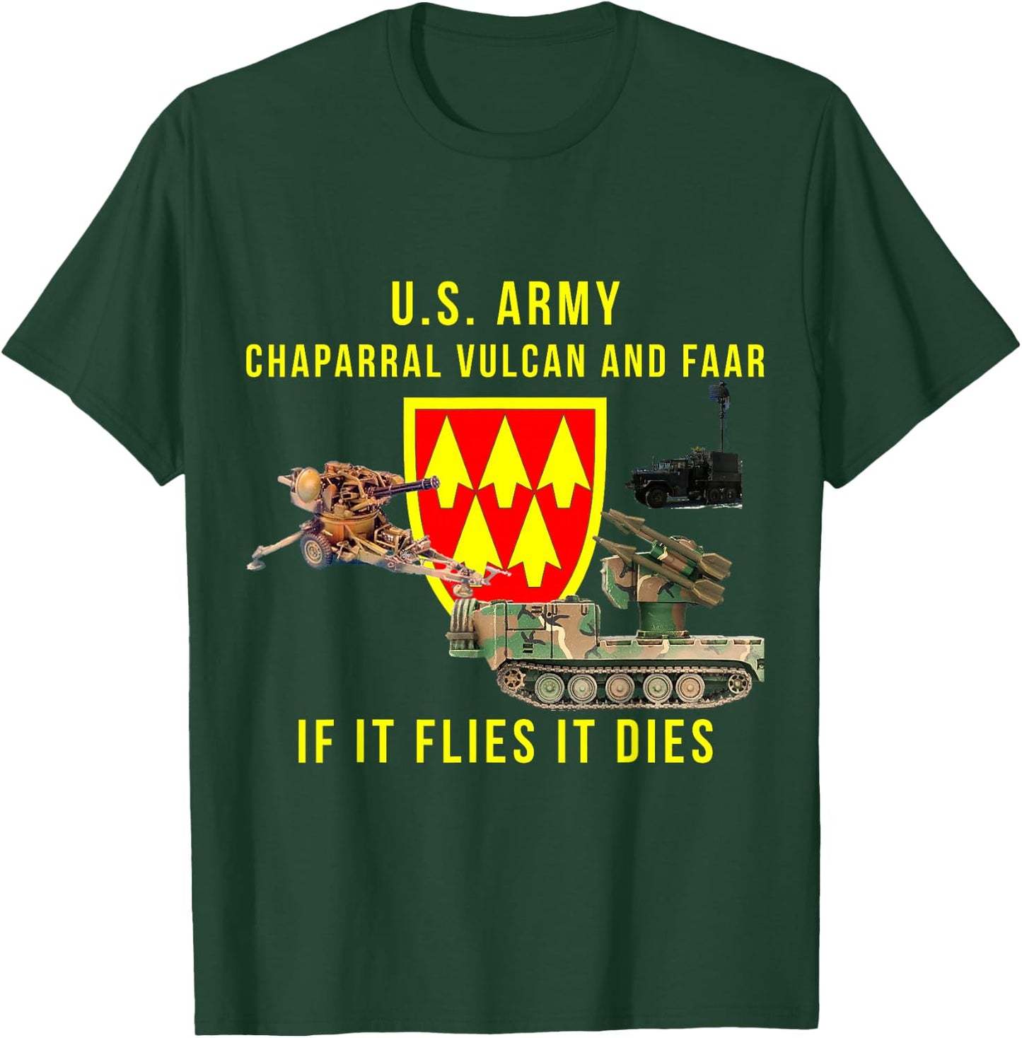 US Army Chaparral Vulcan and FAAR Patriotic 32 AADCOM T-Shirt - T-Shirt | Forest