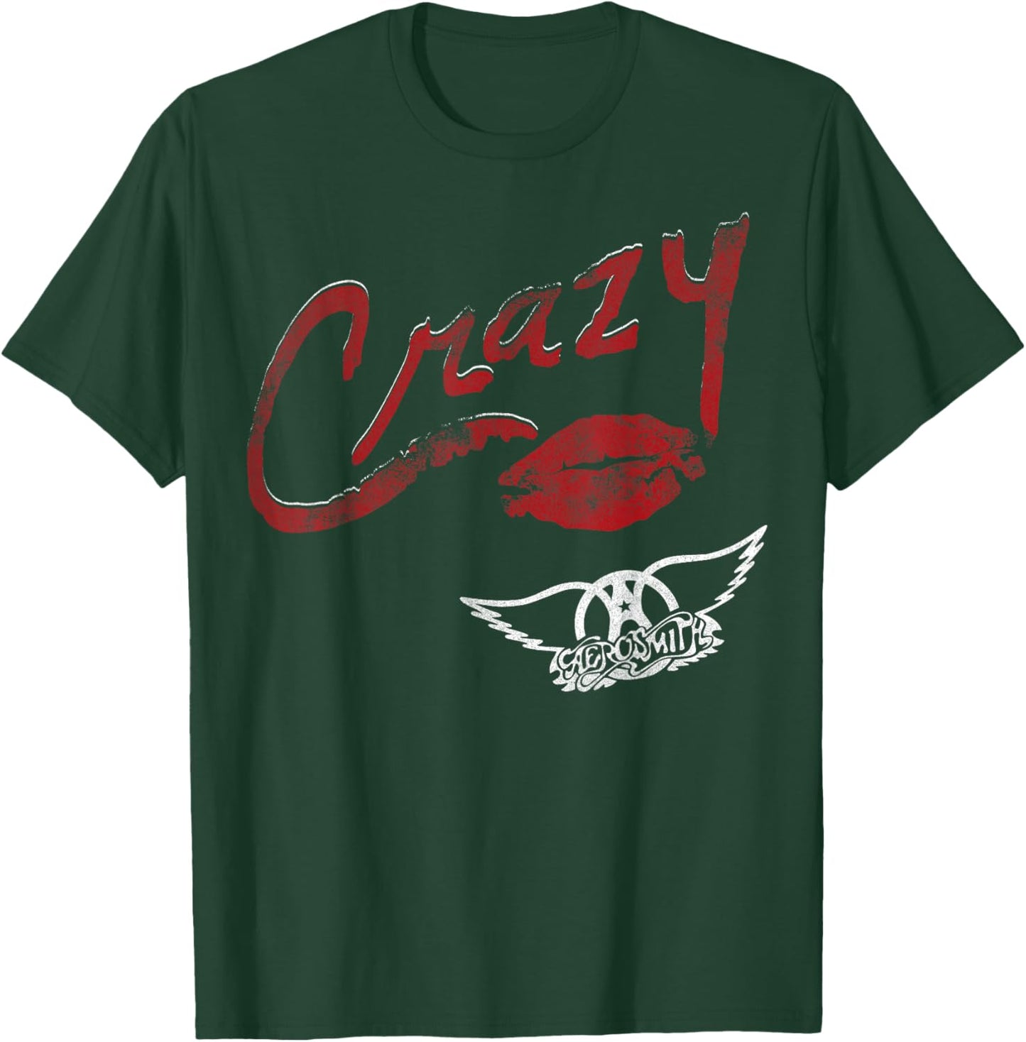 Aerosmith Official Black Crazy - Women's, Girls' -Adults, -Kids - Short Sleeve, , Regular Fit - Small, Medium - Cotton 100% - Band T-Shirt - T-Shirt | Forest