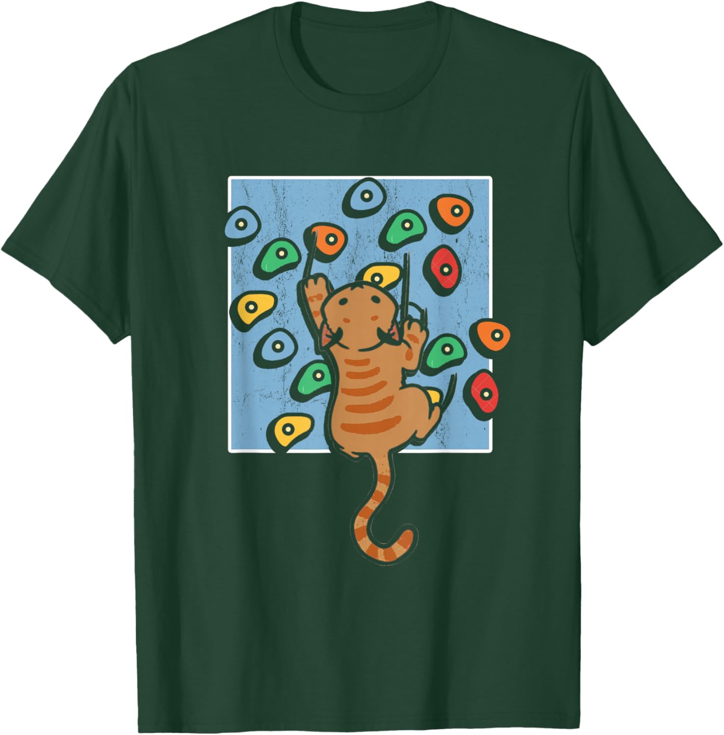 Funny Cat Climber | Climbing Wall | Bouldering Climb T-Shirt - T-Shirt | Forest