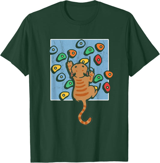 Funny Cat Climber | Climbing Wall | Bouldering Climb T-Shirt - T-Shirt | Forest