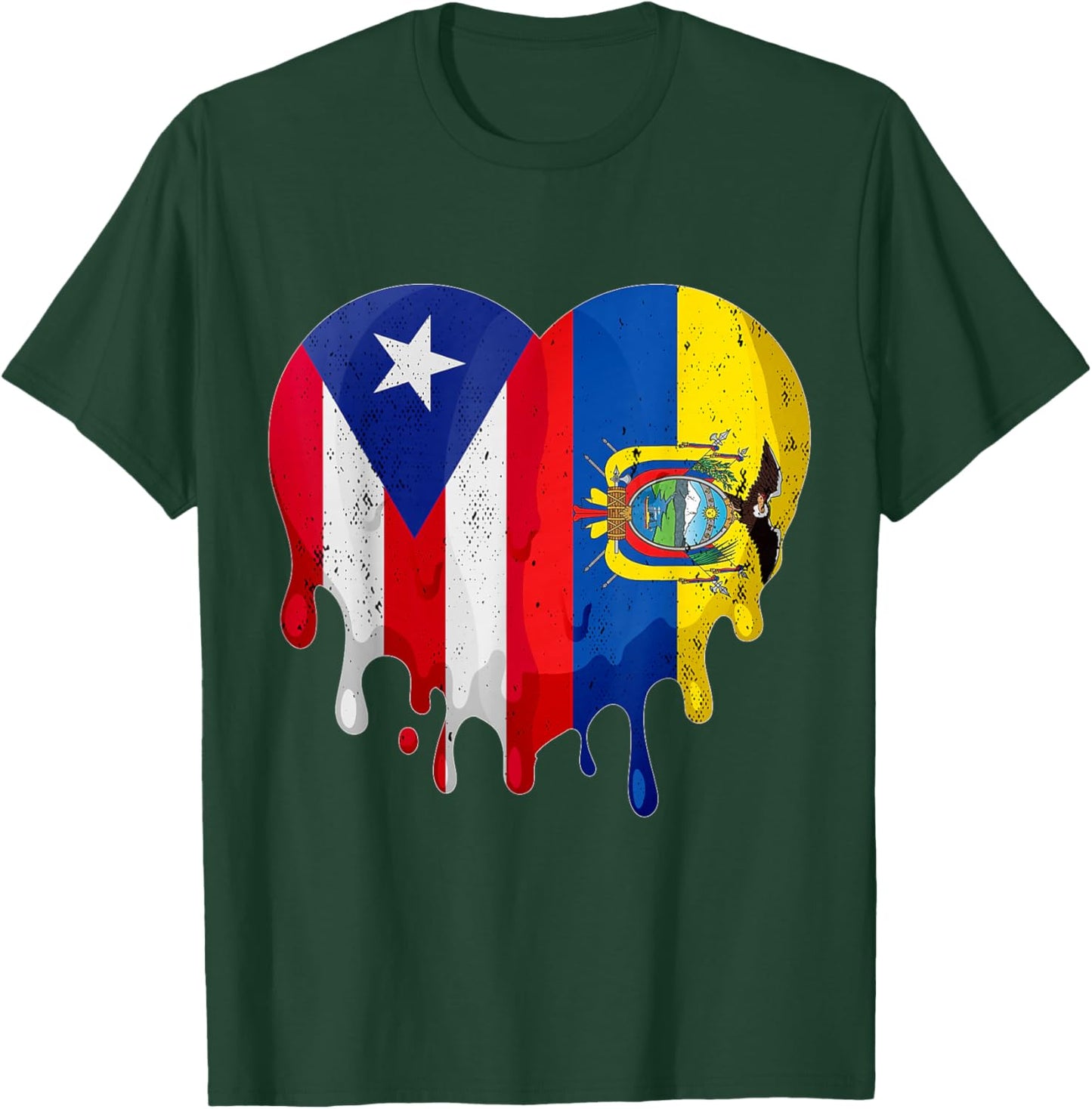 Puerto Rico Ecuador Flag Heart Citizen Grown Patriot Country T-Shirt - T-Shirt | Forest