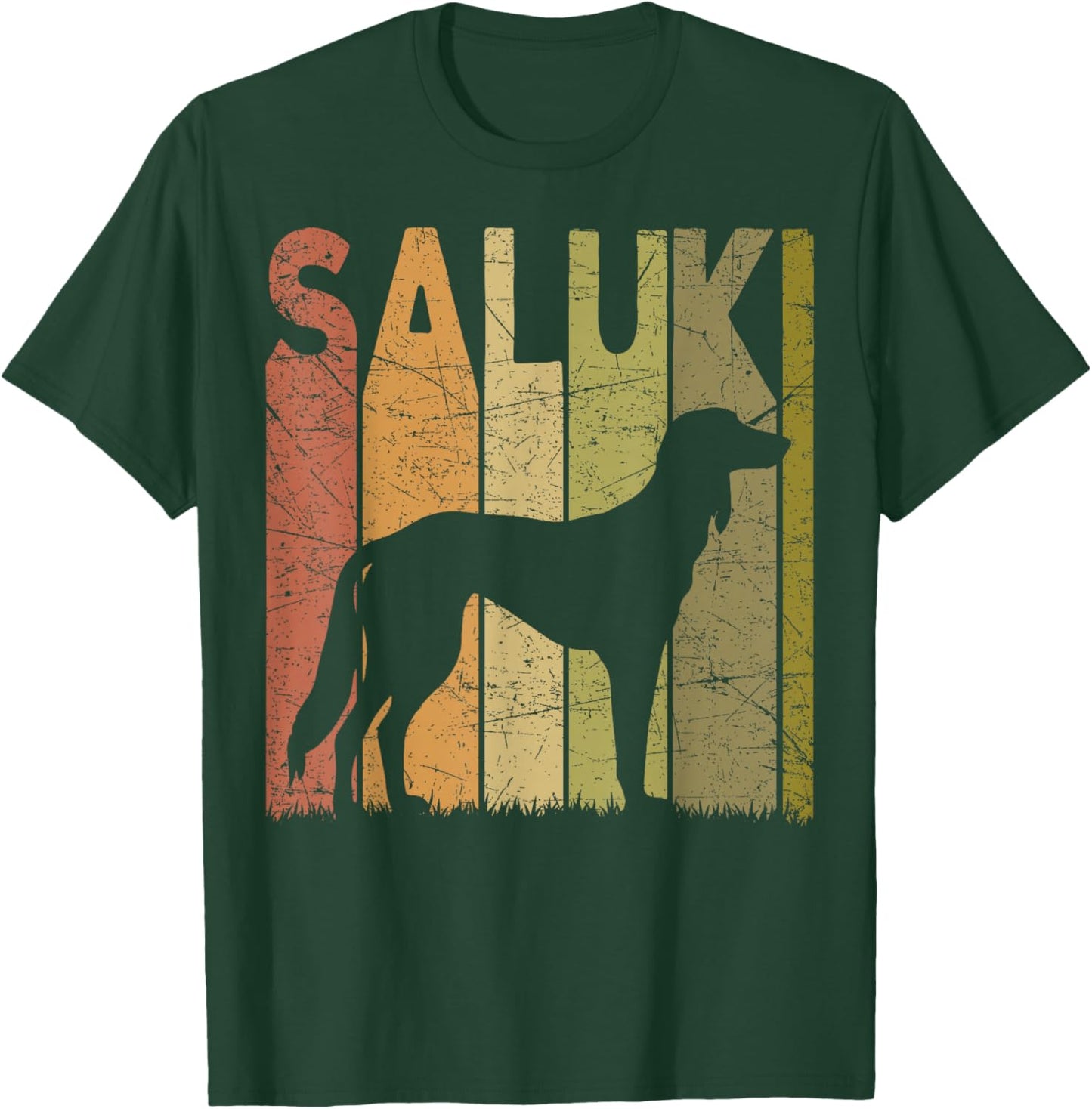 Saluki Vintage Saluki Dog Retro Dog Saluki Lover Men Women Girls Kids T-Shirt - T-Shirt | Forest