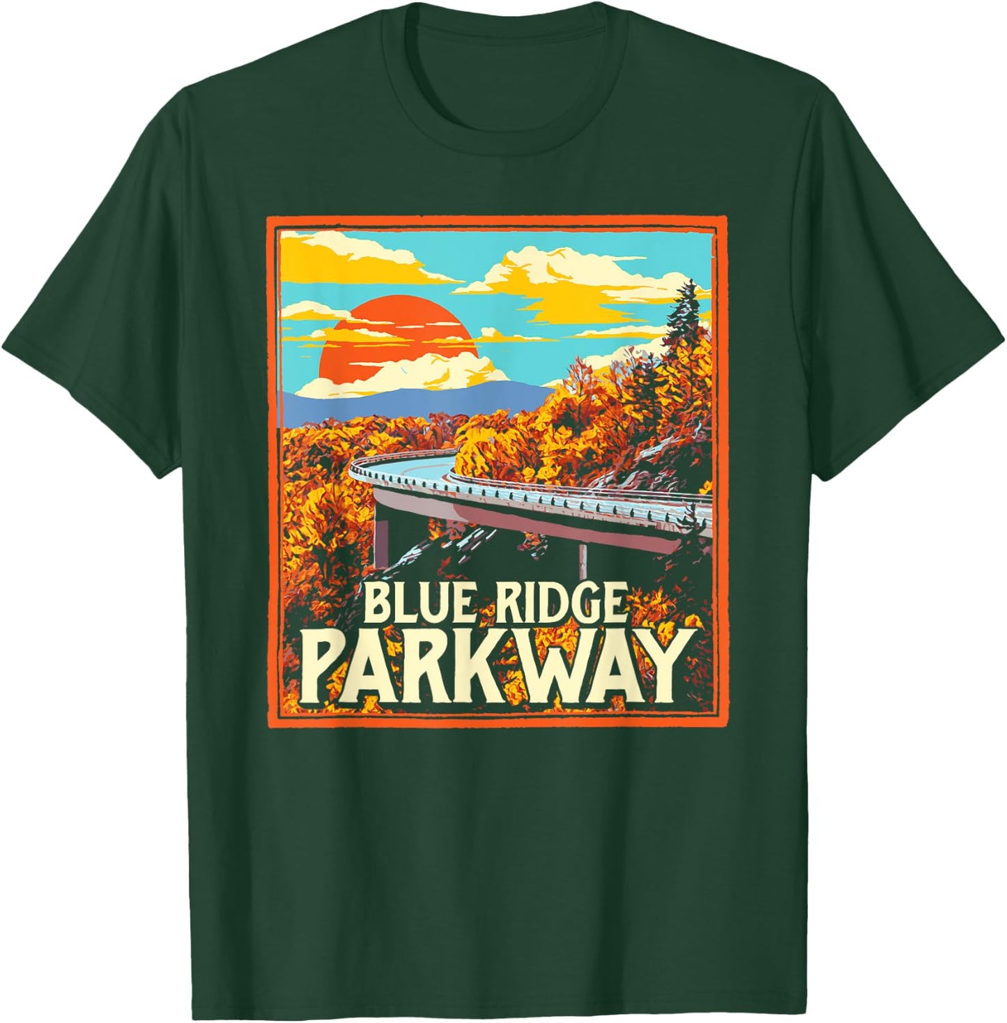 Blue Ridge Parkway Vintage Poster Style Retro Graphic T-Shirt - T-Shirt | Forest