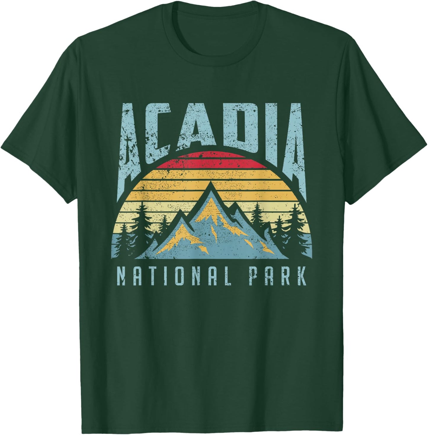 Acadia National Park Maine Mountains Retro T Shirt T-Shirt - T-Shirt | Forest