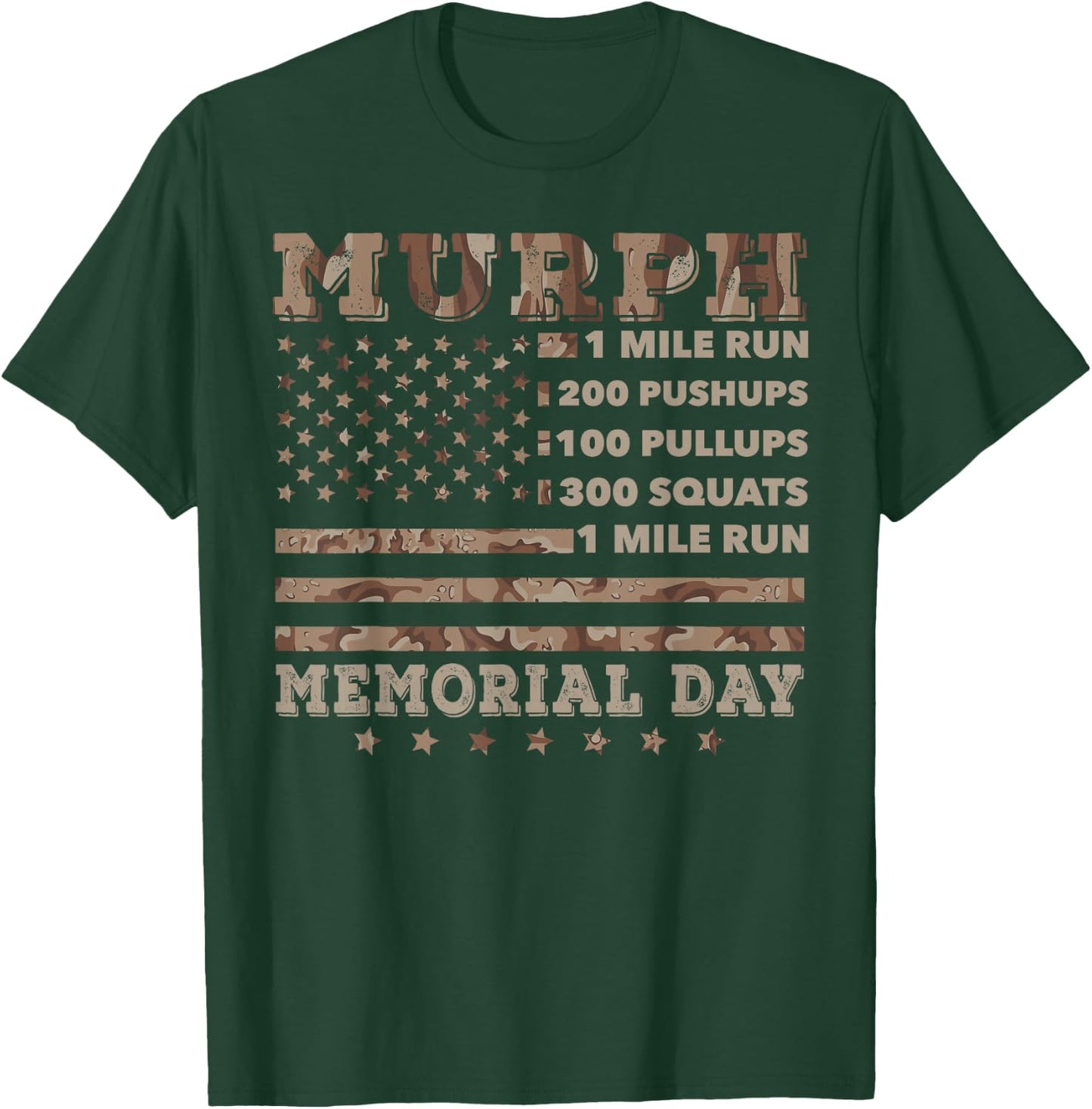 Murph 2021 Workout Challenge American Memorial Day Murph T-Shirt - T-Shirt | Forest