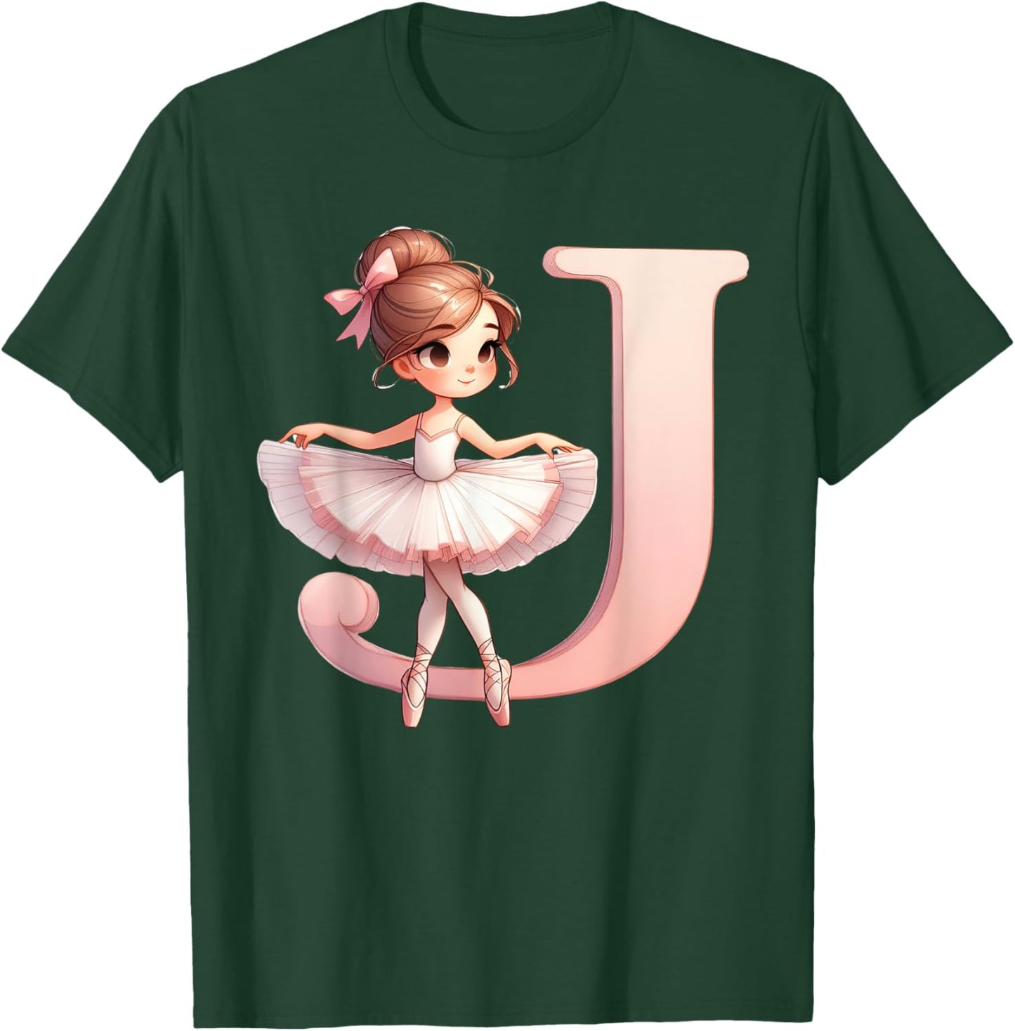 Ballerina Girl Dancing Name First Letter J Girly Tutu Ballet T-Shirt - T-Shirt | Forest