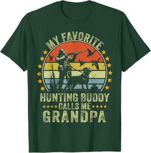 My Favorite Hunting Buddy Calls Me Grandpa Funny Hunting T-Shirt - T-Shirt | Forest