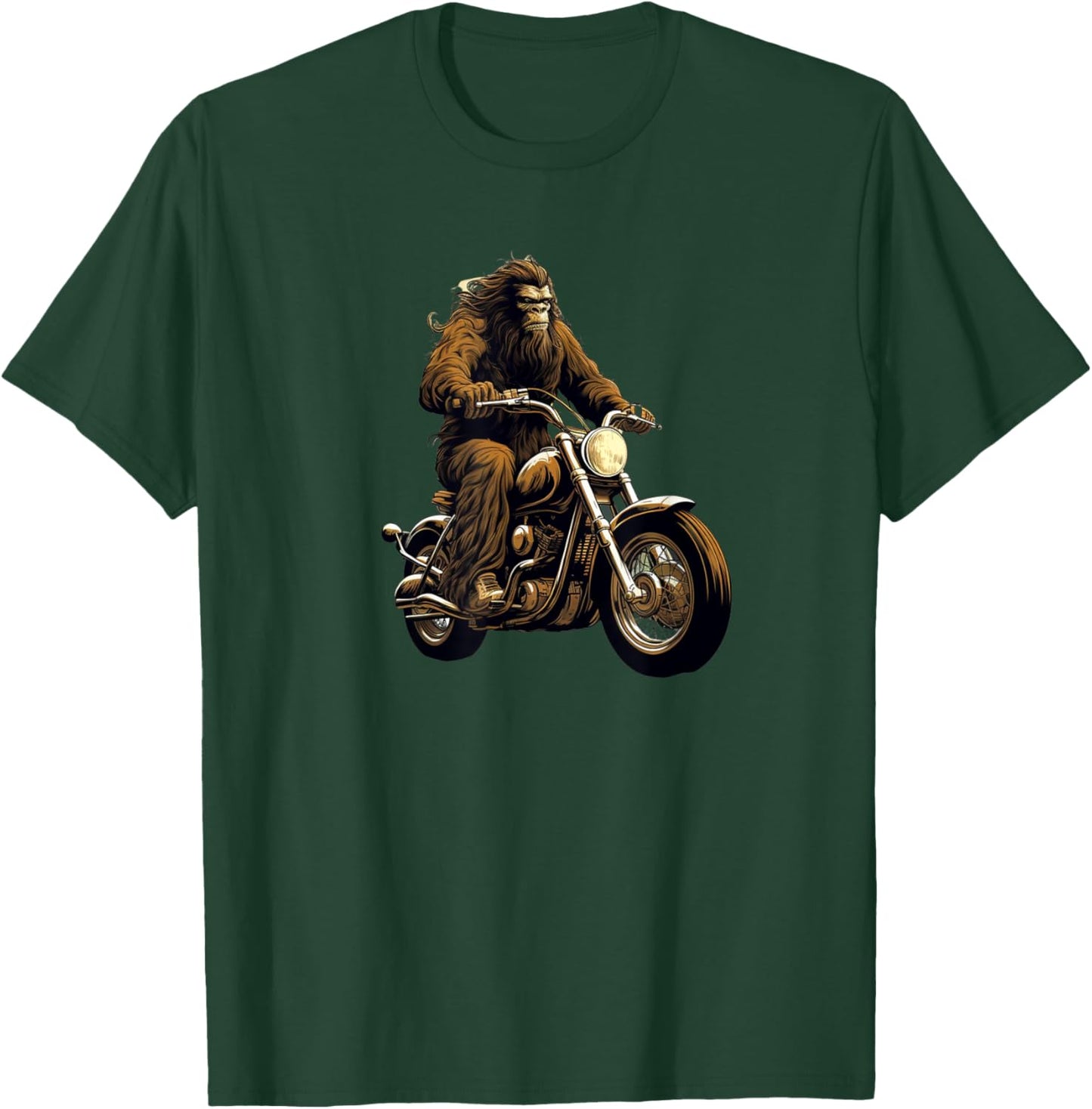 Pine State Apparel Bigfoot Motorcycle , Men's Classic Fit Short Sleeve Black Small T-Shirt - T-Shirt | Forest