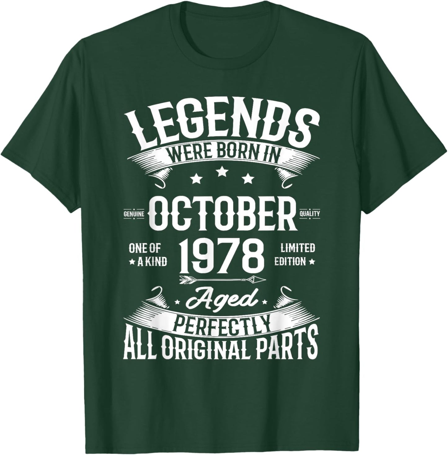 Legends Were Born in October 1978 Vintage Birth Of Birthday T-Shirt - T-Shirt | Forest