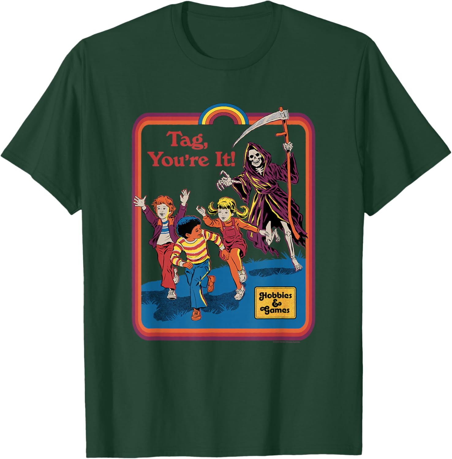 Steven Rhodes Grim Reaper Tag You're It Retro Dark Humor T-Shirt - T-Shirt | Forest
