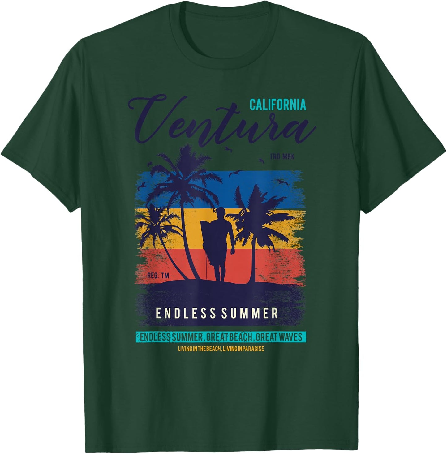 Retro California Ventura Beach Shirt - 70s 80s Ventura T-Shirt - T-Shirt | Forest