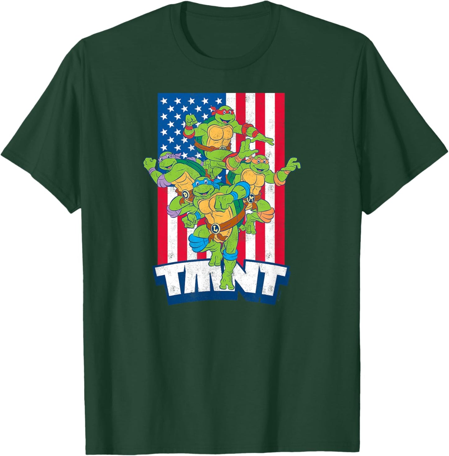 Teenage Mutant Ninja Turtles - USA Flag with Group T-Shirt - T-Shirt | Forest