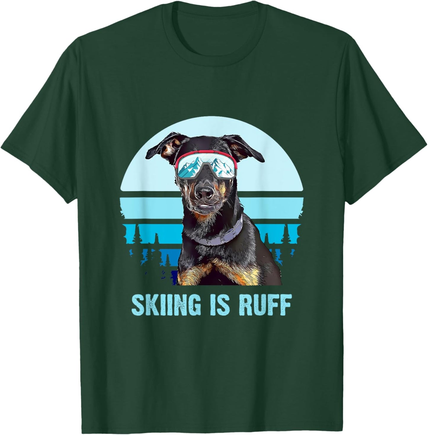 Beauceron Winter Skiing is Ruff Ski Dog Lover Men Women Girls Kids T-Shirt - T-Shirt | Forest