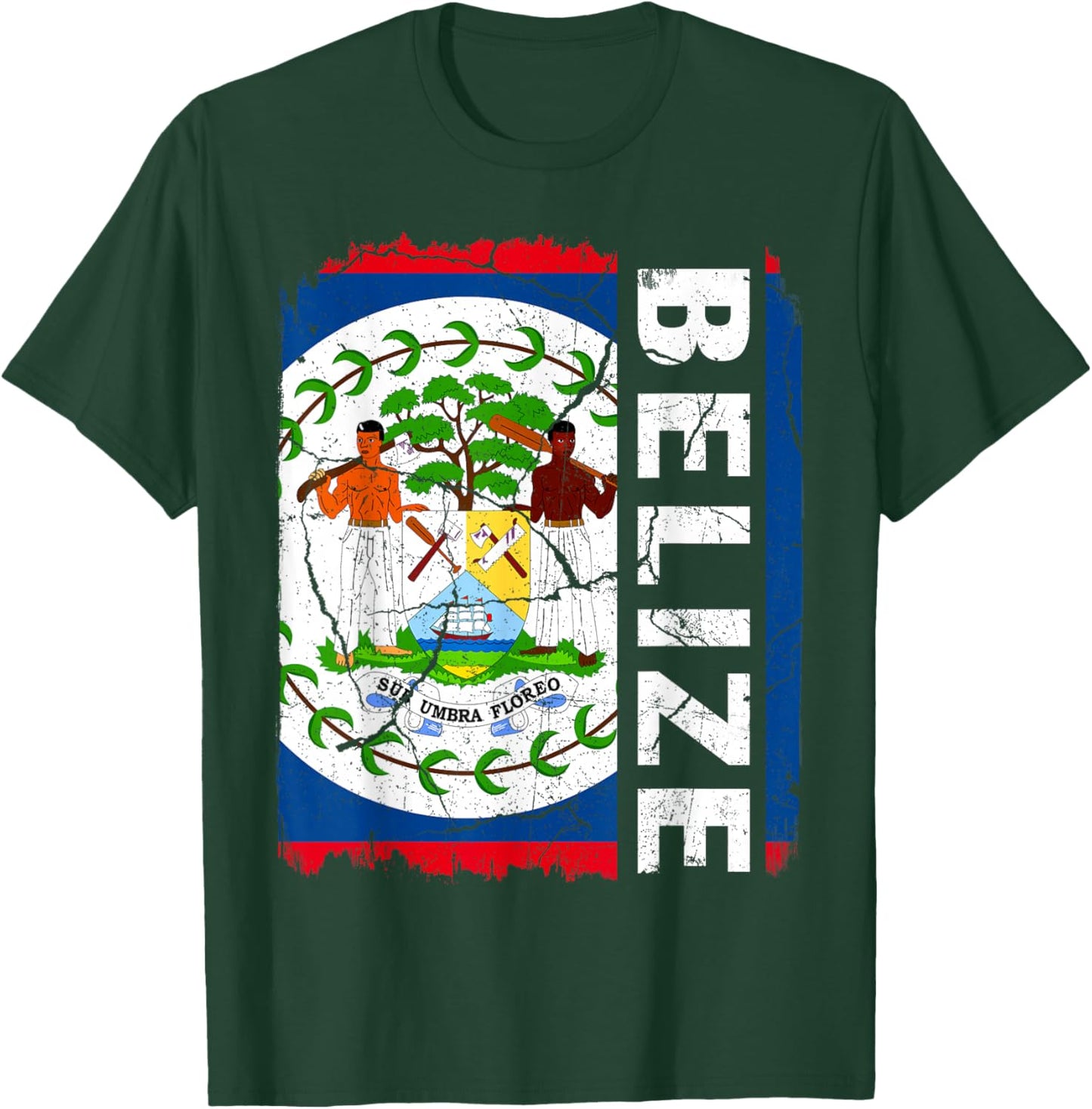 Vintage Belizean Flag Belize Pride Roots Heritage T-Shirt - T-Shirt | Forest