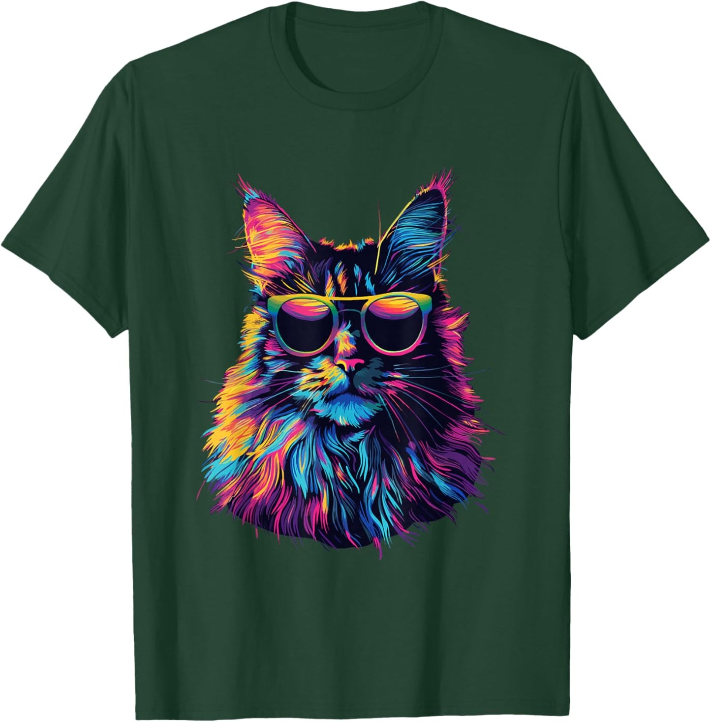 Maine Coon Cat Lovers Design Pop Art Funny Maine Coon Cat T-Shirt - T-Shirt | Forest
