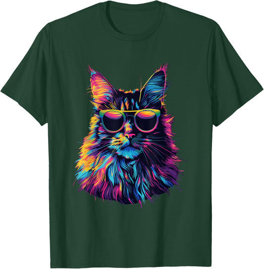 Maine Coon Cat Lovers Design Pop Art Funny Maine Coon Cat T-Shirt - T-Shirt | Forest