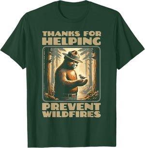 Smokey Bear & Baby Bird Forest Friend - Thanks For Helping T-Shirt - T-Shirt | Forest