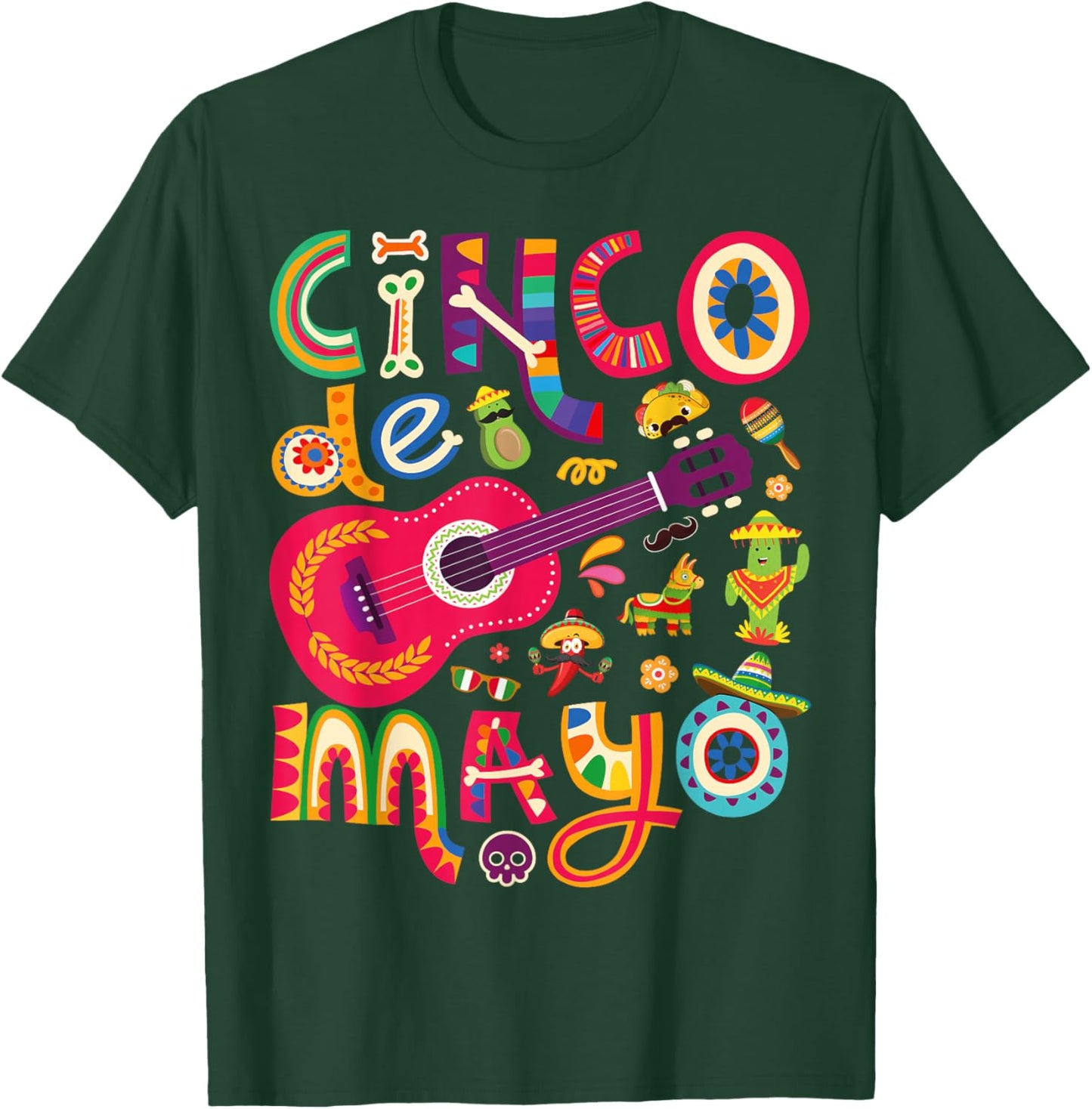 Cinco de Mayo , Mexican Taco Guitar Fiesta Cinco de Mayo T-Shirt - T-Shirt | Forest