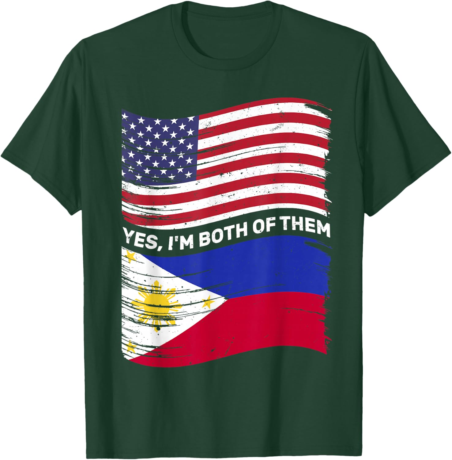 Half American Half Filipino USA Philippines Flag Mixed Kids T-Shirt - T-Shirt | Forest