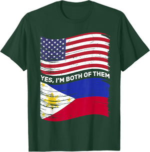 Half American Half Filipino USA Philippines Flag Mixed Kids T-Shirt - T-Shirt | Forest
