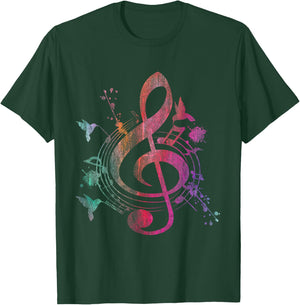 Music Musical Instrument Birds Treble Clef T-Shirt - T-Shirt | Forest