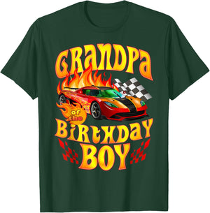 Grandpa of The Birthday Boy Funny Party Racing Supercar Fan T-Shirt - T-Shirt | Forest