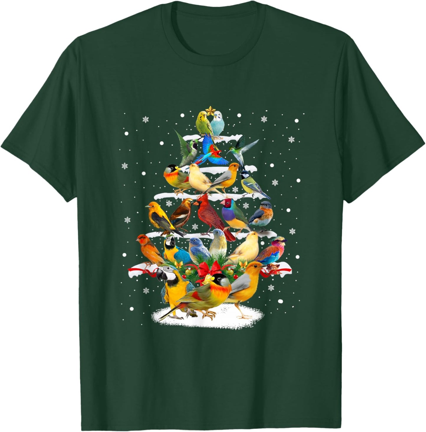 Birds Christmas Tree T-Shirt - T-Shirt | Forest