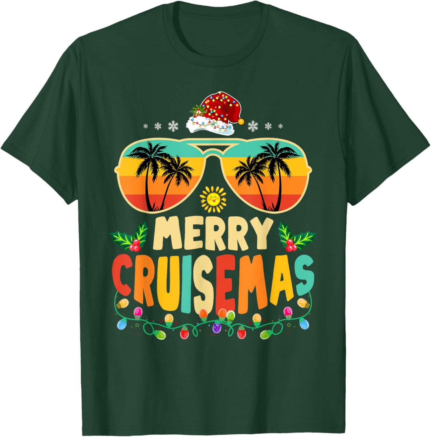 Merry Cruisemas 2025 Christmas Santa Reindeer Cruise T-Shirt - T-Shirt | Forest