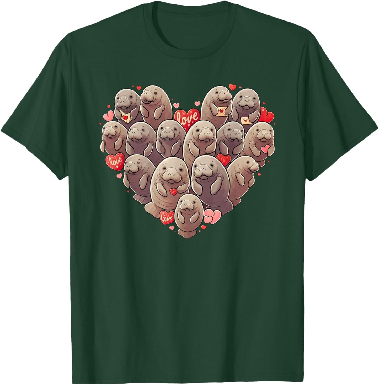 Funny Manatee Heart Valentine Manatee Kids T-Shirt - T-Shirt | Forest
