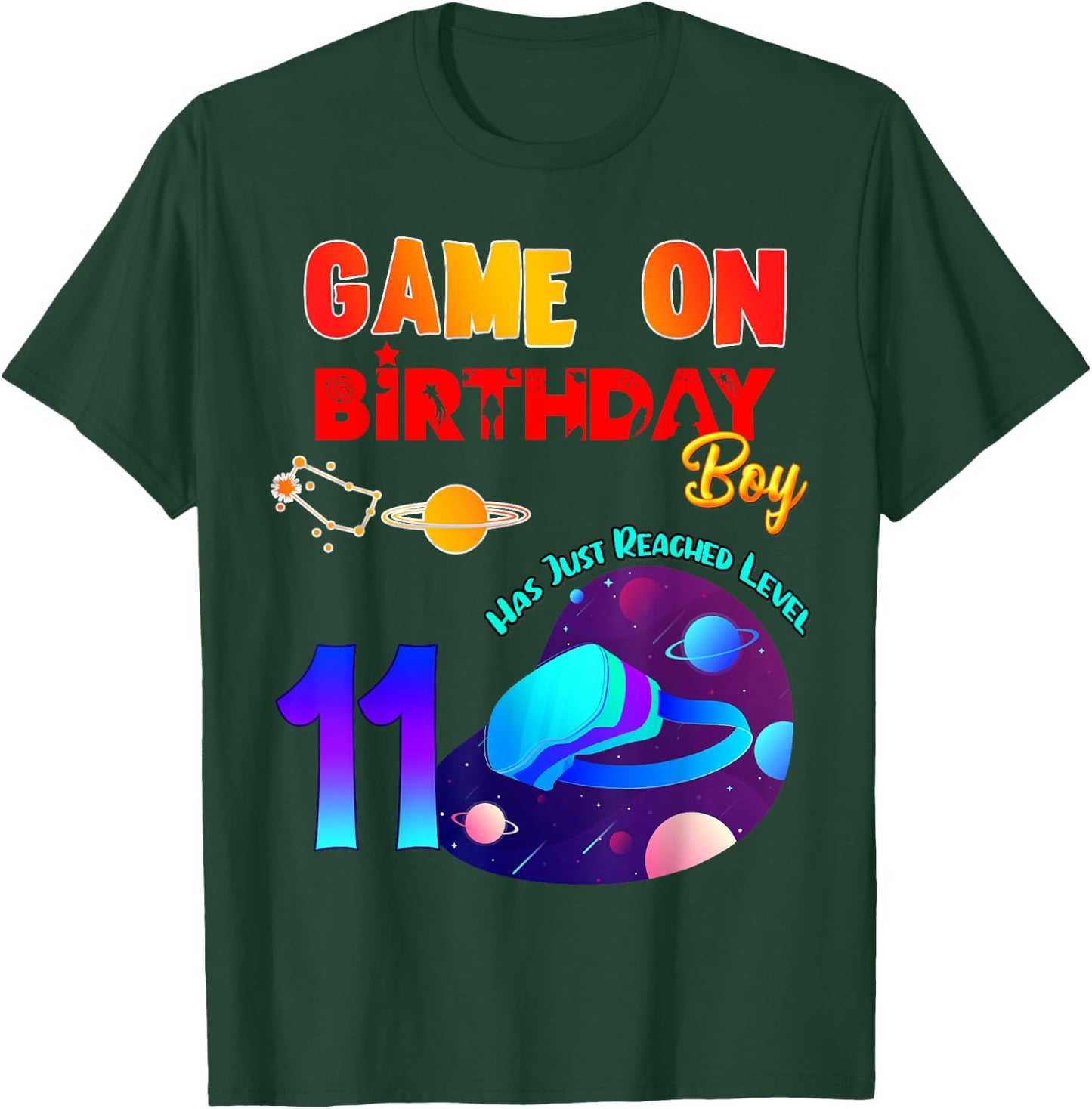 VR Virtual Reality Game On 11 Birthday Party Matching Outfit T-Shirt - T-Shirt | Forest