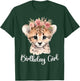 Baby Cheetah Birthday Girl Flowers Zoo Animal Birthday Party T-Shirt - T-Shirt | Forest