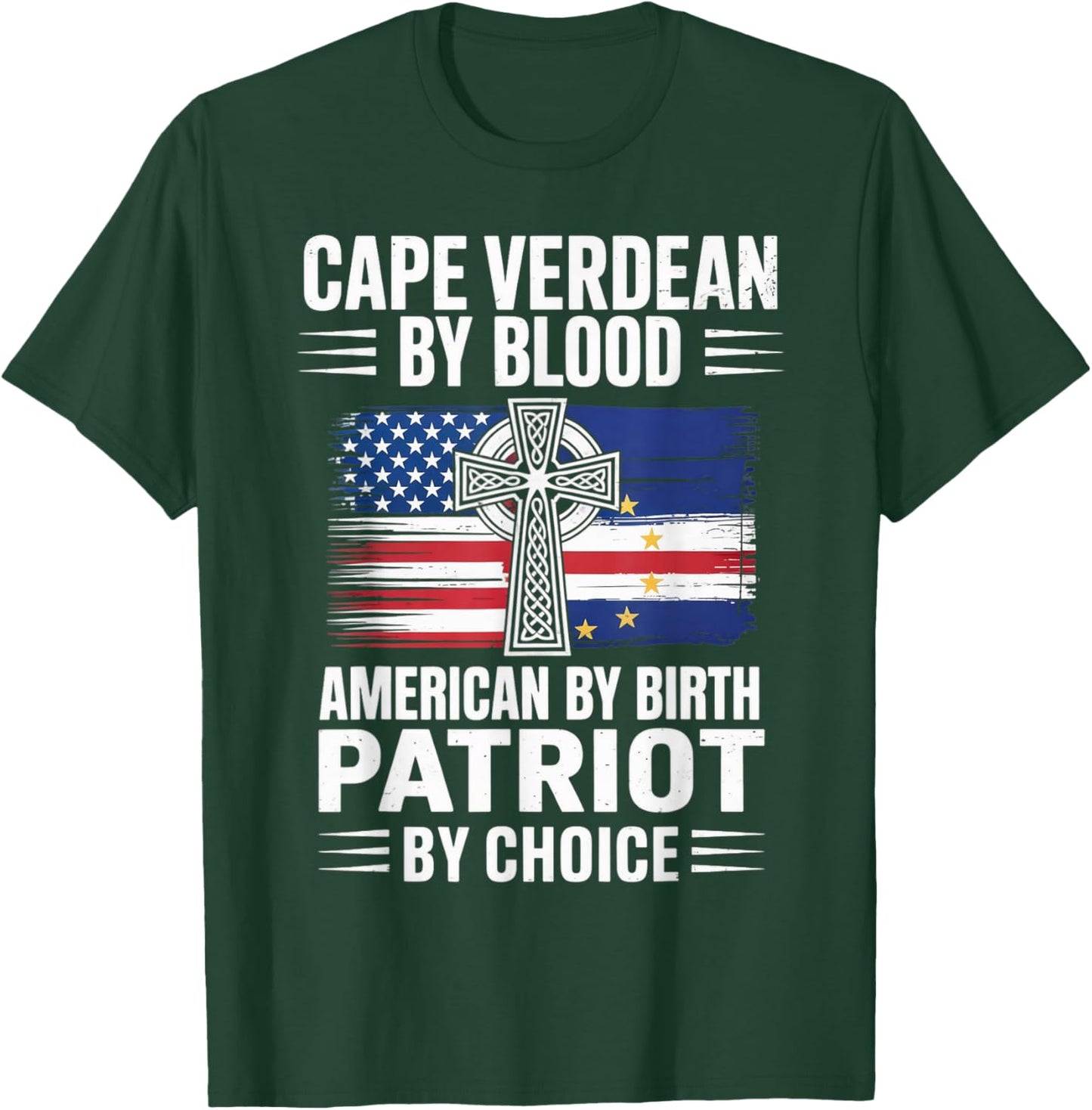 Blood American Cabo Verde Flag Pride Verdian Cape Verde T-Shirt - T-Shirt | Forest