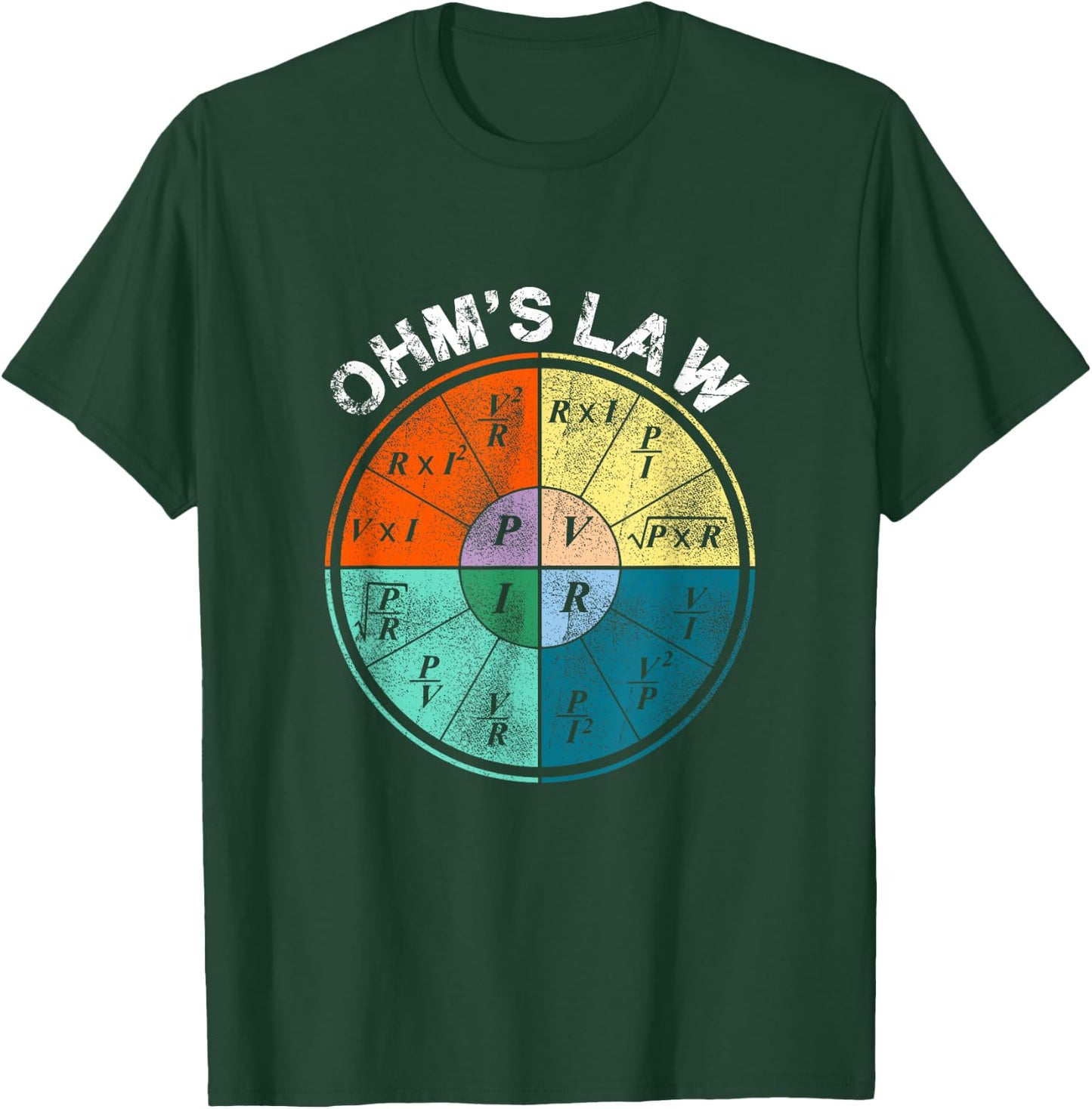 Ohm's Law Current Resistance Power Voltage Pie Chart Design T-Shirt - T-Shirt | Forest