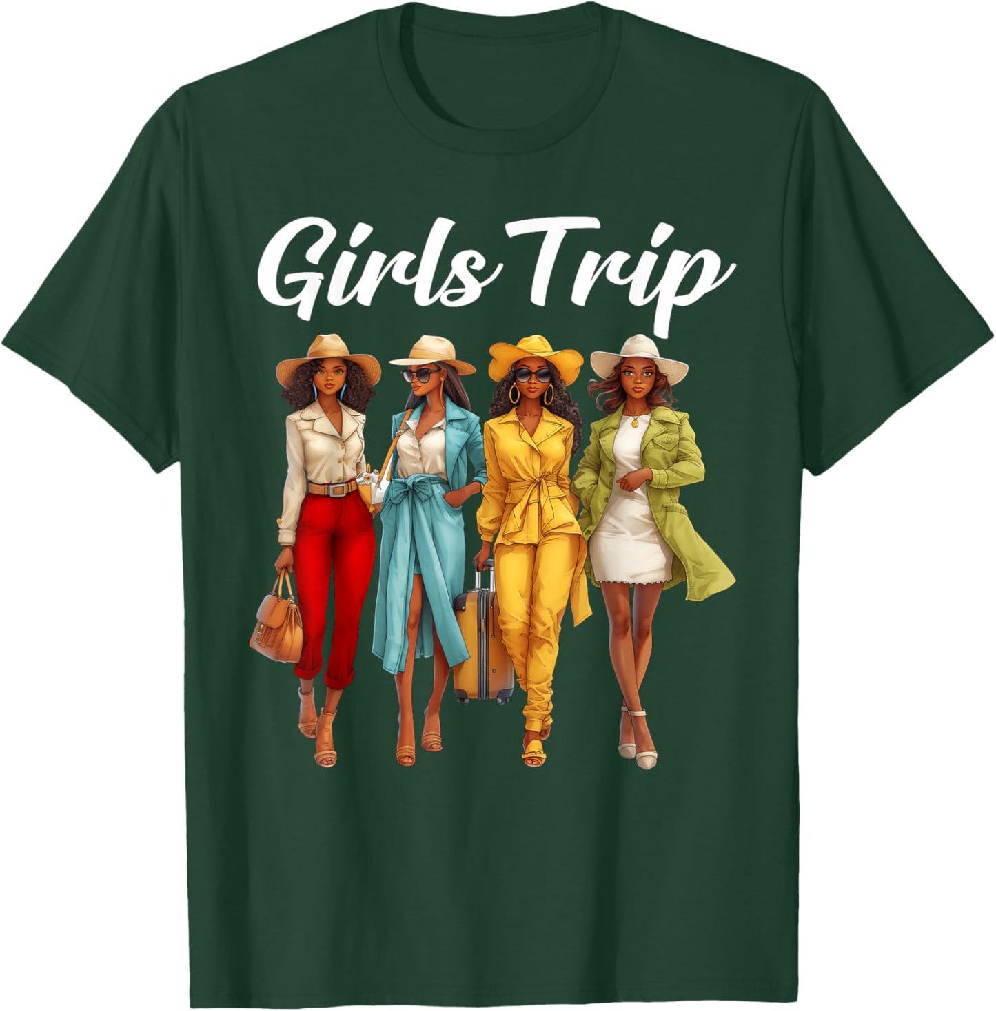 Girls Trip African American Black Women Afro Girls Together T-Shirt - T-Shirt | Forest