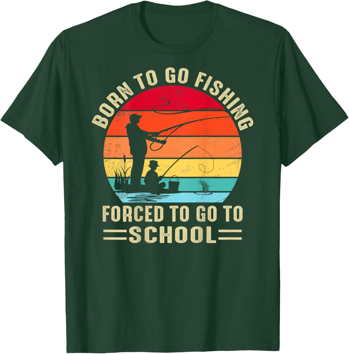 Funny Born To Go Fishing Bass Fish Fisherman Boys T-Shirt - T-Shirt | Forest