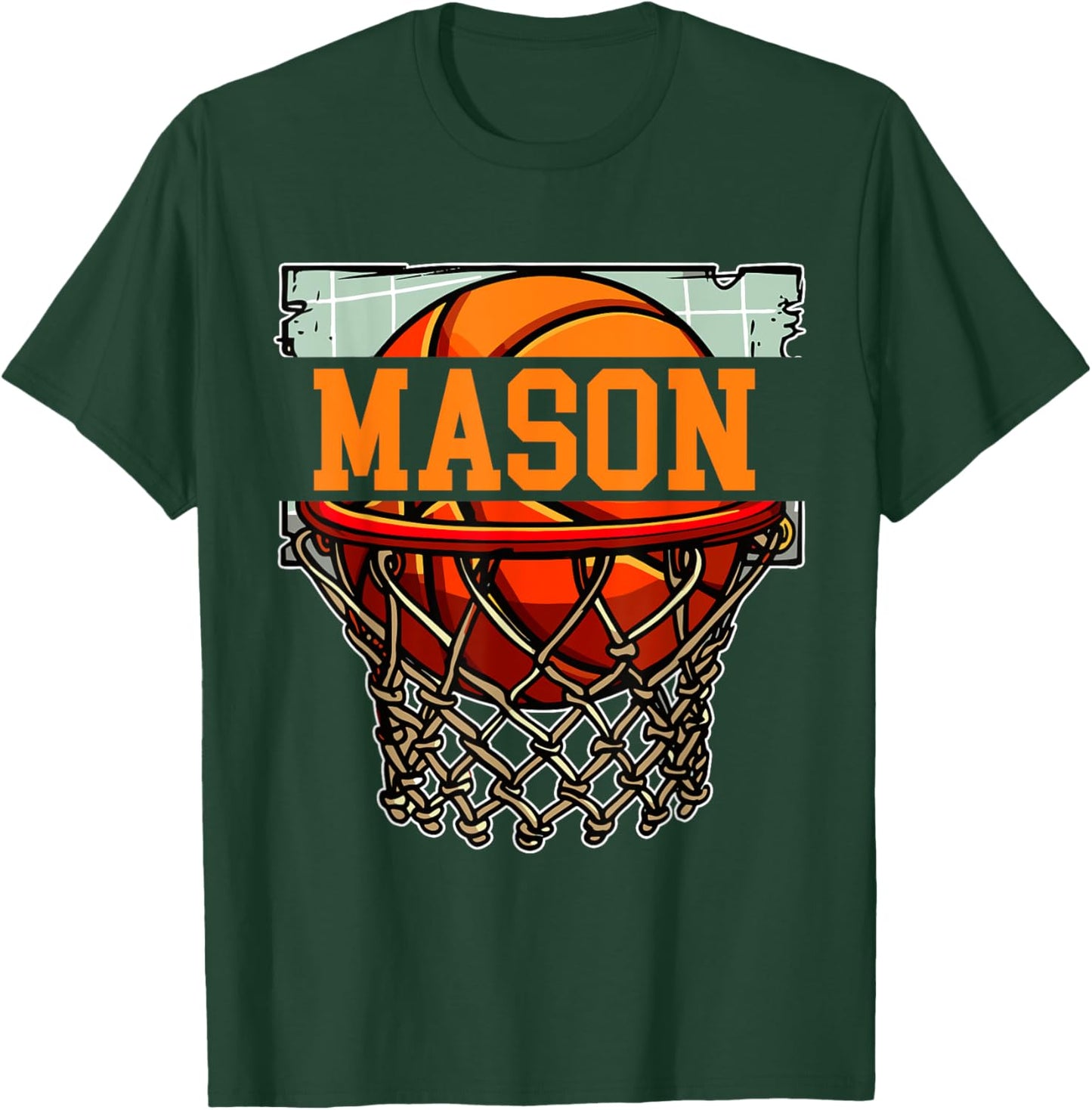 Mason Basketball Custom Name T-Shirt - T-Shirt | Forest