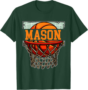 Mason Basketball Custom Name T-Shirt - T-Shirt | Forest